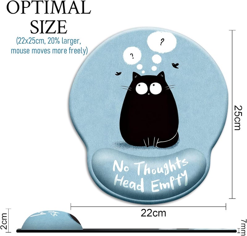 Blusabaca Mouse Pad with Wrist Rest, Black Cat Ergonomic Mousepad Wrist Support for Desk, Cute Animial Gaming Mousepads for Wireless Mouse Funny Computer Work Home Desk Accessories Office Supplies Decor - Image 4